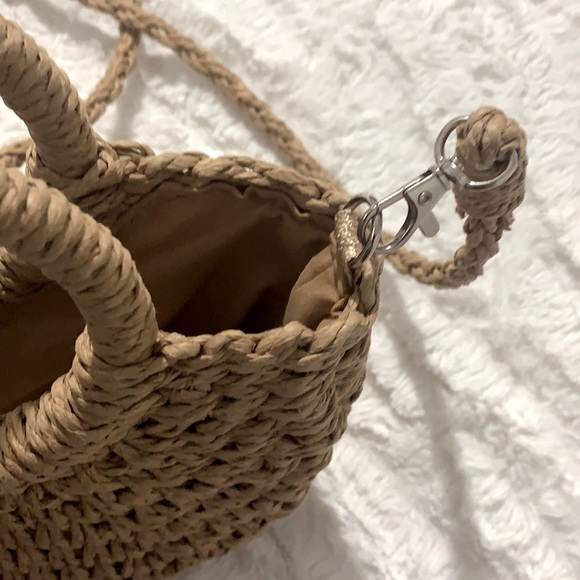Woven Satchel Bag with Ring Handle - Picture 2 of 4